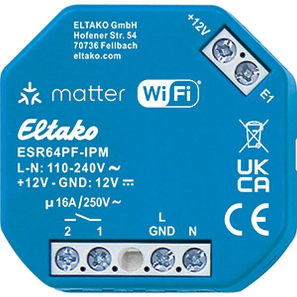 ELTAKO Stromsto&szlig;-Schaltrelais m. IP Matter &uuml;ber Wi-Fi opt. EnOcean 16A