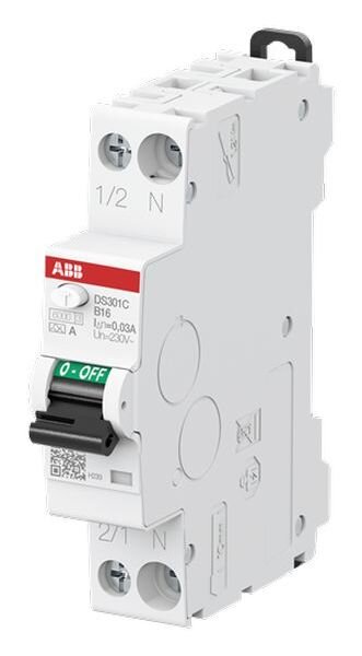 ABB FI/LS-Schalter DS301CA-B16A/0,03 6kA 1P+N 1TE