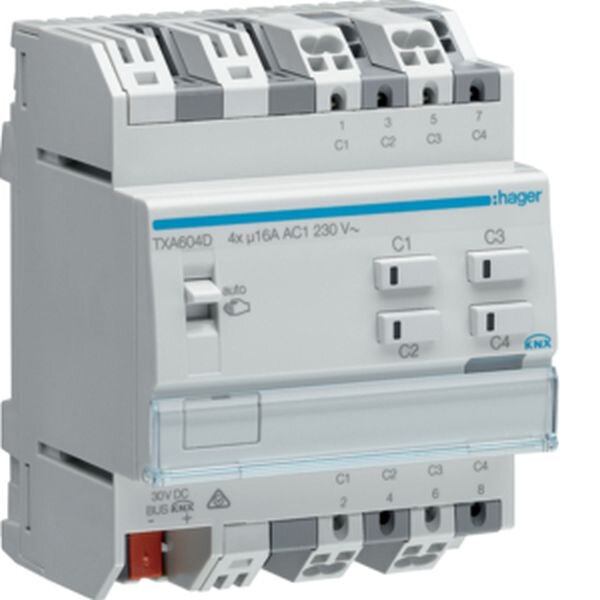 HAGER Schalt-/Jalousieausgang TXA604D easy 4/2fach 16A C-Last