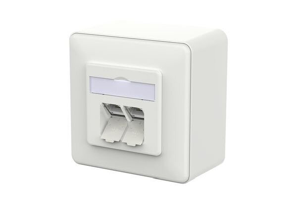 METZ Datenanschlussdose E-DAT C6A LSA++ 2 Port AP verkehrsweiss