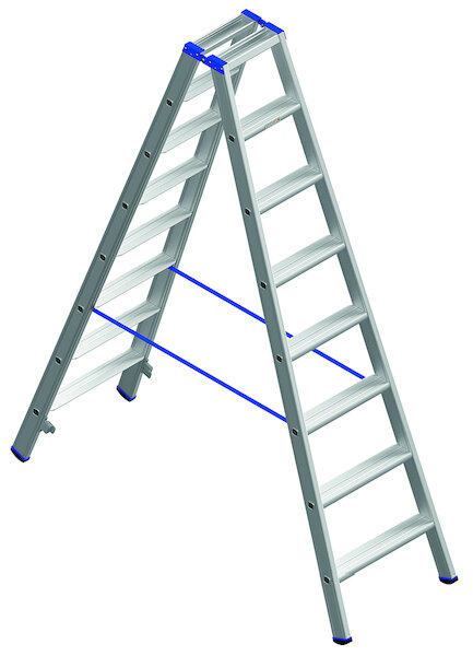 PROTEC Stufenstehleiter-Alu PASSLG28 geb&ouml;rdelt 2x8