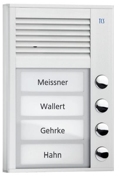 TCS Audio-T&uuml;rstation PAK04-EN Audio 4 Tasten 1-r. AP silber