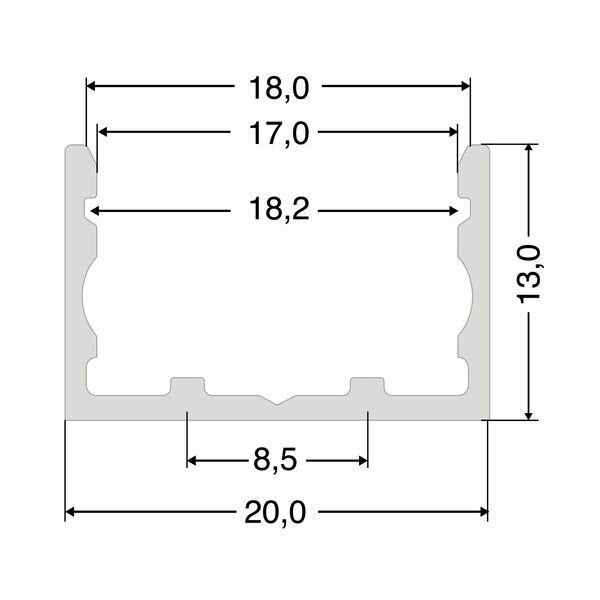 TLGR Montagekanal f.SLC LED Strip 230V Dim 1m inkl. Abd.